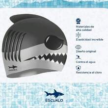 Gorra para Natacion Niño Modelo Tiburon (Silicon) Impermeable, Unitalla, Color Gris,40858041 - Multicolor - Ver 6