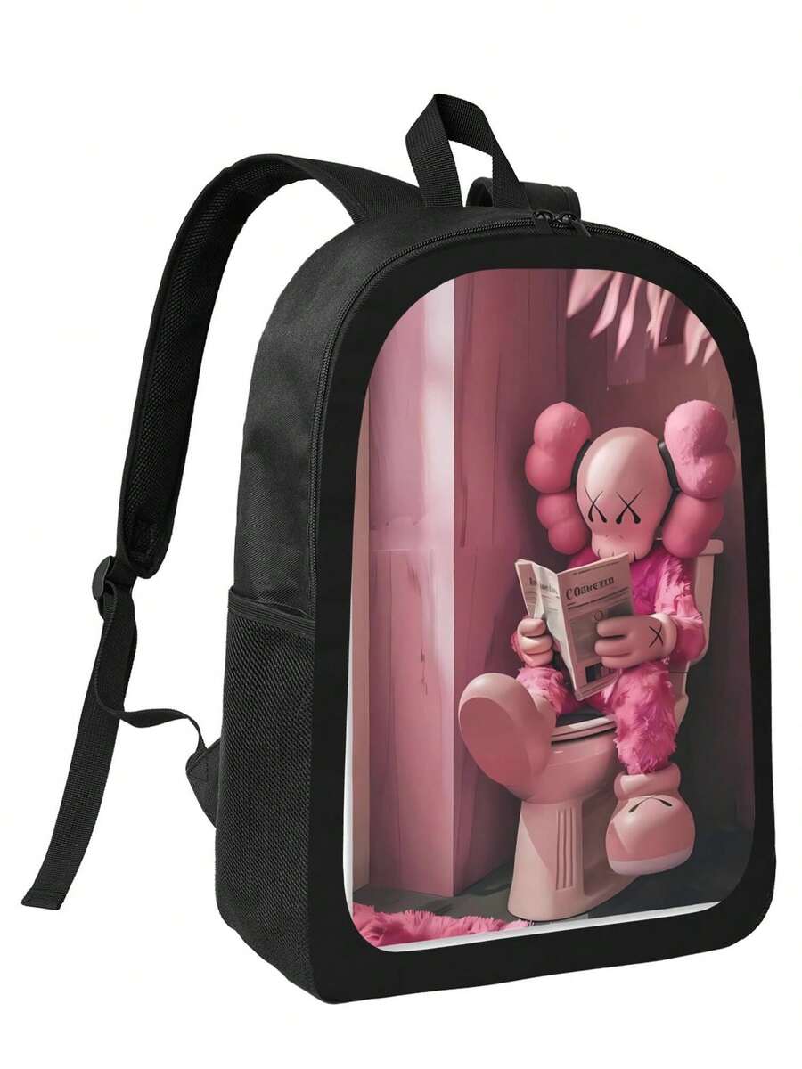 Kawss Kawaii Kaw Anime Cartoon Men&AposLarge Capacity Backpack With Adjustable Shoulder Straps For Convenient Design, Waterproof And Scratch Resistant, Travel, And Commuting Backpacks - 黑色 - 查看 1