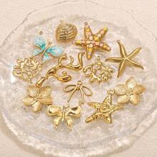 1/5pcs Stainless Steel Fashion Charms Butterfly, Starfish, Star, Flower, Coral Pendants DIY Necklace & Earring Jewelry Making Suitable For Everyday Wear - Pendants - View 5