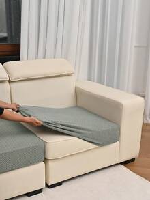 1pc Striped Plaid Sofa Seat Cushion Cover, All Season Modern Minimalist Stretch Sofa Slipcover, Scratch-Resistant, Anti-Slip, Dust-Proof, Washable, Suitable For Living Room, Bedroom, Study, Light Gray, Dark Gray - Light Grey - View 12