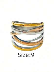 1 pieza Anillo de mujer de uso diario de acero inoxidable de moda con varios niveles, estilo minimalista exagerado, de tres colores, de titanio, de acero de 18K, impermeable, resistente a la decoloración y de alta calidad - Anillo de mujer en forma de cruz - Ver 15