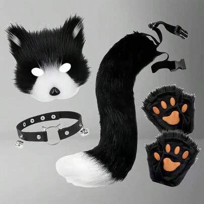 1pc Halloween Realistic Fox/Wolf Mask, Handmade Animal Mask, Cosplay Prop Accessory, Couples Game Supplies, Halloween Party Decor