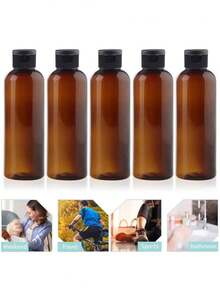 Bộ 5 chai du lịch có thể tái sử dụng, chai tròn trong suốt có nắp bật và nắp bướm, thích hợp đựng dầu và kem dưỡng da, hộp nhựa di động có khả năng bảo vệ, không mùi và có thể tái sử dụng, lý tưởng cho trường học, phòng tập thể dục hoặc sử dụng hàng ngày (chống rò rỉ). - Nhiều màu - Xem 2