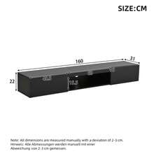 High-Gloss Wall-Mounted TV Cabinet, 160*31*22 Cm, With LED Lighting, Low Cabinet, TV Table, TV Stand, TV Chest, Wall-Mounted TV Mount, For 70-Inch TVs, 35 Kg Load Capacity, Black - Black - View 12