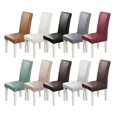 1/2/4/6pcs PU Waterproof Stretch Chair Covers, 160gsm Thickened, Suitable For Home, Hotel, Restaurant, Dining Chair, All Season