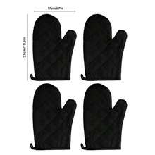 一套加厚耐热厨房烤箱手套 - 防滑手柄，可机洗，编织涤纶手套，适用于烹饪和烘焙 - 防滑手套 - 黑色 - 查看 15