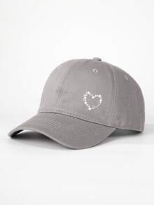 1pc Printed Heart Baseball Cap, Adjustable Outdoor Sun Protection Casual Hat Suitable For Spring/Autumn Travel, Beach, Y2K Style For Young People - Baseball Cap - View 3
