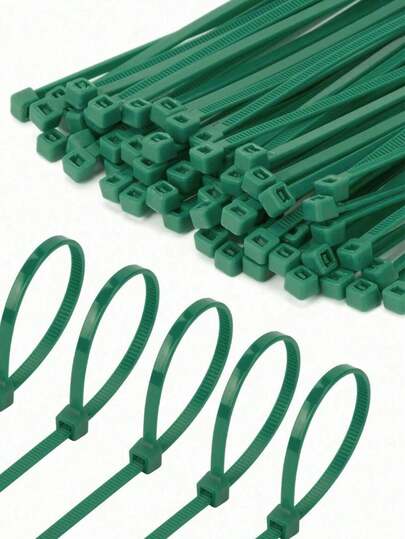 200pcs Green Self-Locking Zip Ties, Plastic Ties, Self-Locking Garden Plant Ties For Securing Vines, Heat Resistant Reusable Ties, Garden Ties | Decorative Garden Ties, Plant Fixing Straps, Suitable For Party Supplies, Wedding Backdrop, Bouquet, Arch Decoration, Heat Resistant, Home, Valentine's Day, Graduation Ceremony And Other Occasions