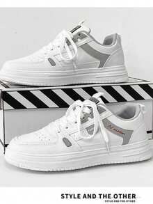 Men's Versatile High Street American Style Skate Shoes, Black, Casual, Non-Slip, Suitable For Kitchen, Autumn/Winter - White - View 3