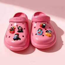 6pcs Black & Blue Naughty Black Cat Detachable Hole Punch Shoe Charms - Mischievous Black Cat - View 2