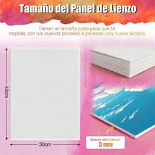 Juego de 5 Paneles de Lienzo,Tableros de Lona de 15.75 x 11.8 pulgadas(40 x 30 cm), Tableros de Lienzo para Pintura, Tablas de Lienzo para Artistas, Lienzo Estirado para Pintar,40844490 - Multicolor - Ver 2