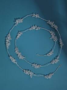 1件优雅水晶花朵新娘头饰，适合婚礼、生日和拍照等场合 - 銀色 - 查看 5