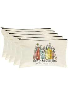 Lot de 5/2/1 sacs de rangement zippés en toile à motifs floraux et lecture, sacs d'emballage cadeau avec inscription motivante << Tu es génial(e) », parfaits pour la rentrée scolaire, les fêtes de remise de diplômes, les voyages, les anniversaires, la fête des professeurs, les cadeaux pour les camarades de classe, les amis, les étudiants et les enseignants. - Beige - Voir 44