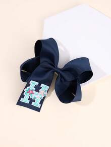 1件入學季海軍藍布製字母髮夾，刺繡26個字母花朵裝飾髮夾，時尚鱷魚夾髮飾派對禮物 - 藏蓝色 - 查看 30