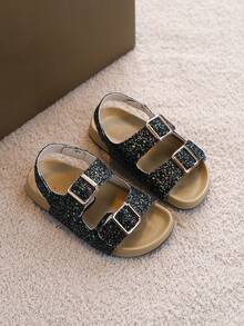 1 par de sandalias de verano versátiles y de moda para niños - Negro - Ver 2