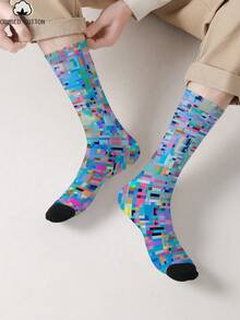 袜子 1 双装 3D 数码热转印 360 度印花中筒袜 - 彩色 - 查看 8
