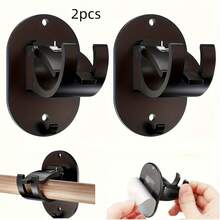 No-Drill Curtain Rod Bracket - Heavy-Duty Self-Adhesive No-Trace Installation, Suitable For Bathroom, Kitchen, Apartment - Easy Installation On Windows, Doors, Partitions - Compatible With Modern And Traditional Decor, Simple Design, Sturdy Structure, Essential For DIY Enthusiasts - màu đen - Xem 2