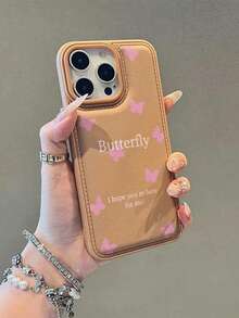 1pc Textured Butterfly Pattern Creative Phone Case, Compatible With IPhone 11 12 13 14 15 16 17 Series, Suitable As Gift For Family, Friends, Various Holidays - Black - View 5