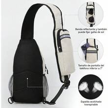 Mochila Cruzada para Hombre, Bolso de Pecho con Puerto de Auriculares y Bolsillo para Botella de Agua, para Senderismo, Viaje, Cita y Actividades al Aire Libre - como en la foto - Ver 9