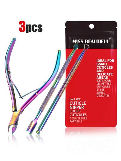 3pcs/Set Manicure Dead Skin Scissors, Nails Exfoliating Tool, Stainless Steel Cuticle Pusher With Cuticle Pusher And Remover,Nail Supplies,Nail Tools,Nail Art Tools,Back To School,Nails,Nail Tools For Press On Nails, Cheap, Valentine's Day, Valentines Gifts, Gifts For Women.