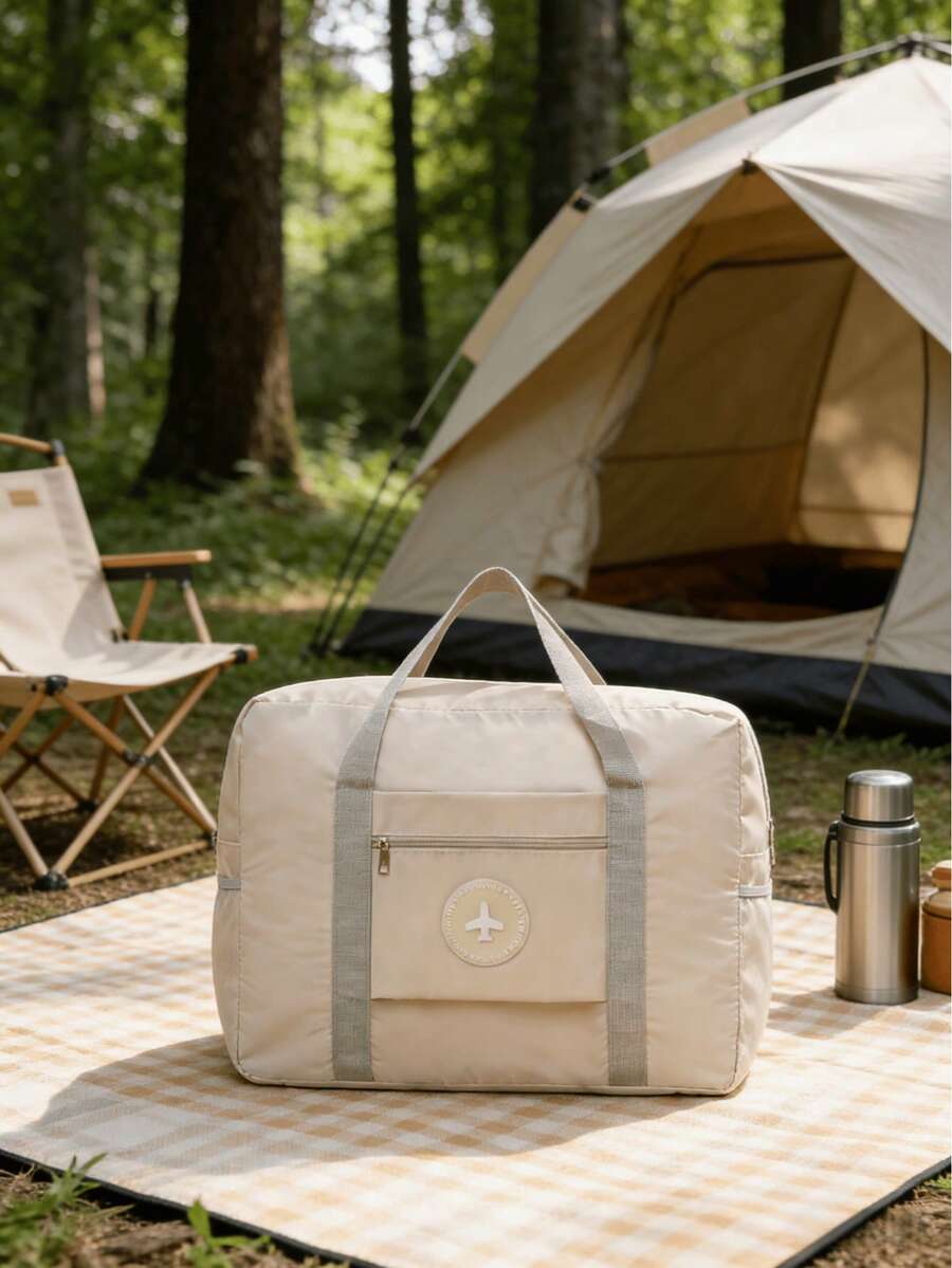 Trolley Cart Suitcase With Zipper And TSA Custom Lock, Lightweight Durable Luggage With Cup Holder And Wheels, 20 Inch Convenient Traveling Suitcase For Airplane Train Car Travel Vacation Holiday Honeymoon - 米色 - 查看 1