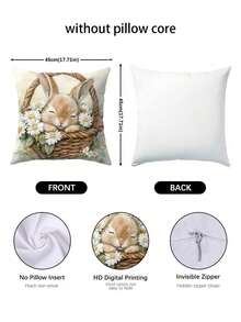 4pcs, New Pillowcase, Easter Pattern, Warm And Comfortable, Beautiful And Practical, 17.7 Inches * 17.7 Inches, Suitable For Home Sofa Decoration, Home Accessories, Bedroom Zipper Pillowcase (Without Pillow Core) - Multicolor - View 5