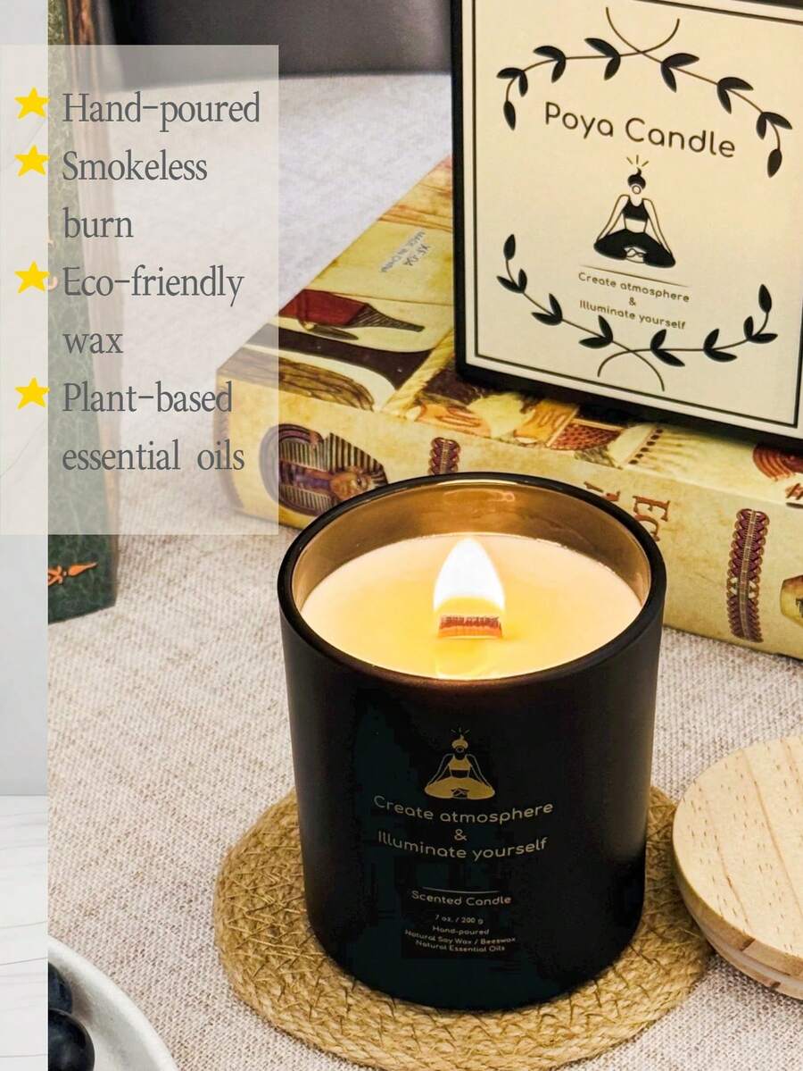 Poya Candle Nến thơm sáp đậu nành 1 chiếc | Trọng lượng tịnh trên 200g & Thời gian cháy 50 giờ | Nến thơm trong hũ thủy tinh nhiều kiểu dáng | 8 mùi hương chiết xuất từ thực vật cao cấp | Làm thủ công & Không khói | Tái tạo không gian tự nhiên | Món quà unisex lý tưởng – Hoàn hảo cho phòng ăn, phòng ngủ, phòng tắm, phòng học, các dịp lễ hội (Giáng sinh, Lễ Tạ ơn, Đêm Giáng sinh, Ngày của Mẹ, Sinh nhật), Thiền định, Yoga & Thư giãn