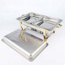 Gold Self-Serve Buffet Warmer, Premium Buffet Warming Tray, Full Set Buffet Warming Appliance - Half-gold Stove - View 11
