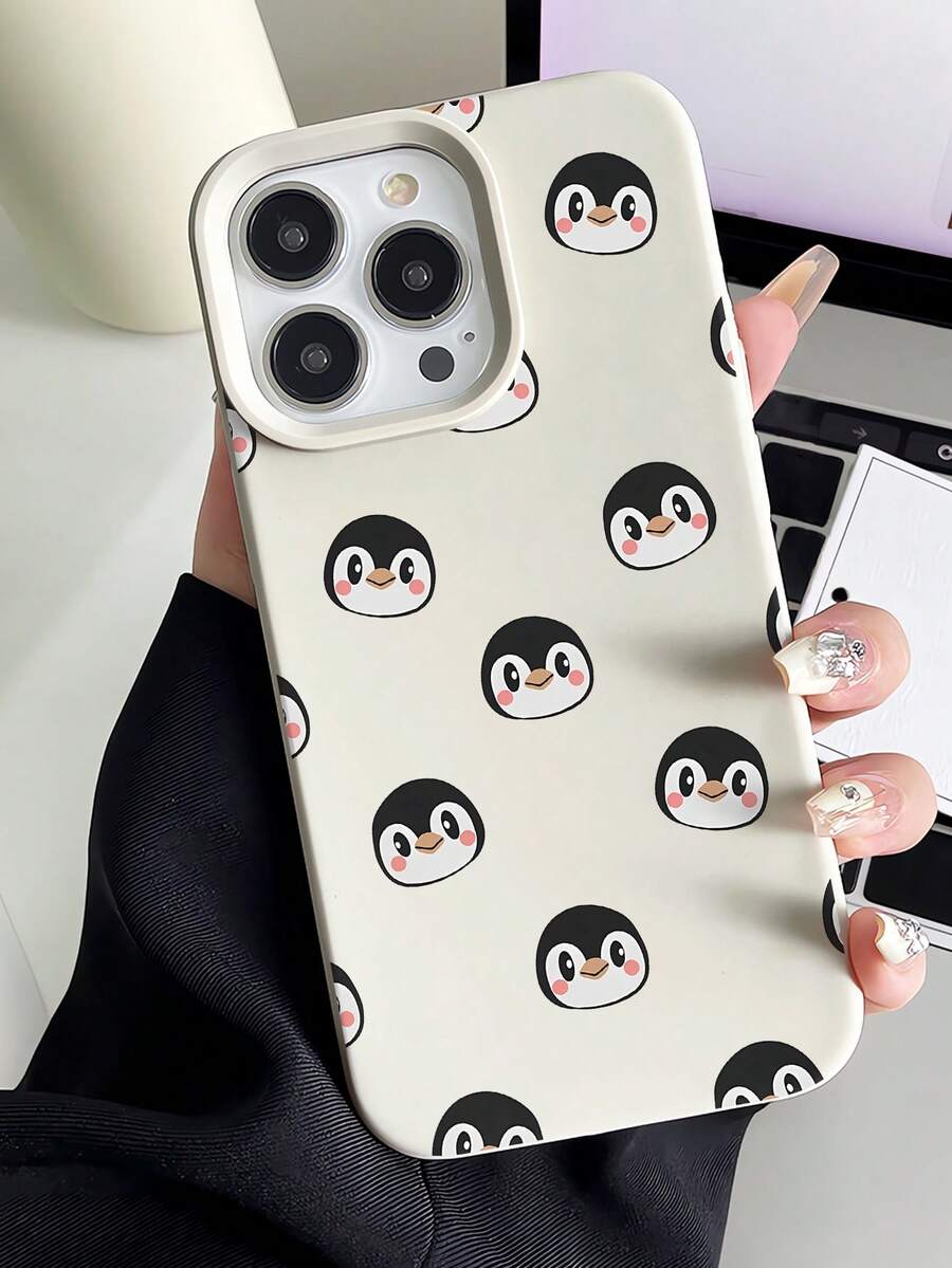 1 pieza Funda de teléfono de TPU con borde recto y diseño de pingüino redondo personalizado a prueba de caídas, compatible con Apple 16 Pro Max/16/16 Pro/16 Plus/15/15 Pro Max/15 Pro/11/12/13/14 Pro Max/11 Pro/11 Pro Max/12 Pro/12 Pro Max/13 Pro/13 Pro Max/14 Pro/14 Pro Max, funda suave con un elegante ambiente, para invierno - Multicolor - Ver 1