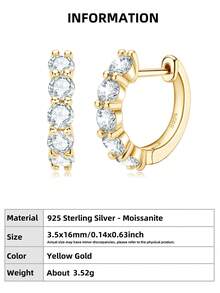 XUJIA 1 Pair 925 Sterling Silver Moissanite Earrings, 3.5mm*10pcs Moissanite Earrings, Suitable For Engagement, Wedding, Anniversary, Valentine's Day, Birthday And Other Occasions, Hypoallergenic Earring Material, Ideal Bridal Jewelry Gift - JE0008 - View 12