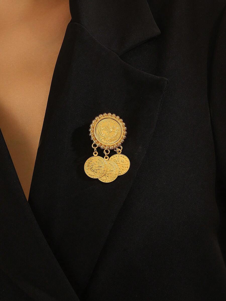 1 Pair Gold-Plated Brooch, Kurdish Turkish Bridal Costume Brooch, Luxury Jewelry For Arabic Ladies - Star - View 1