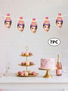 7pcs Custom Face Photo Banner,Happy Birthday Banner, Customize Photo And Text,Personalized 30th, 40th, 50th, 60th Birthday Gift For Him,Couple Gift,Unforgettable Gratitude Gift For Celebrating Special Days - متعدد الألوان - مشاهدة 9