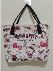 Official Sanrio Authorized Canvas Tote Bag - Cute HelloKitty, Kuromi, My Melody Patterns, Made Of 3A Grade Antibacterial Fabric, Large Capacity Fashion Handbag With Multi-Pocket Design - Multicolor - View 11