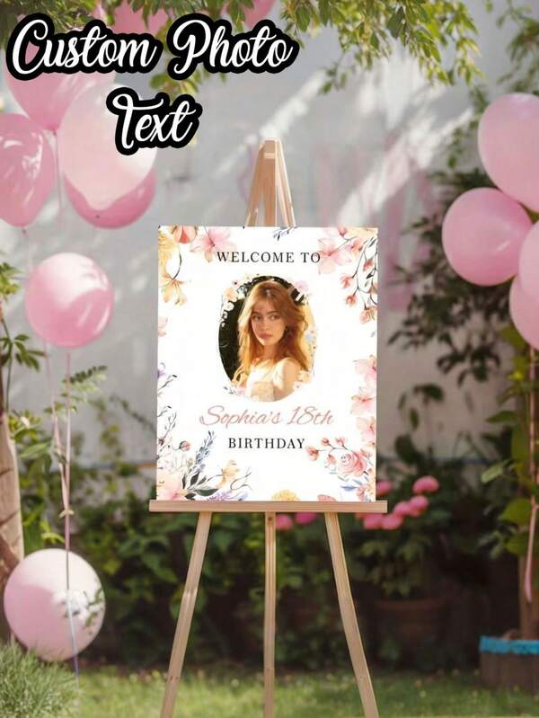 1pc Customized Birthday Party Poster, Personalized Birthday Party Welcome Board, Frameless Birthday Party Poster, Customized Name Canvas Poster, Birthday Party Welcome Sign, Minimalist Graduation Party Decor, Customized Text And Wall Art, 3 Poster Sizes Available Including Optimal 50*70cm Display Size
