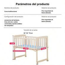 Cuna Colecho Bebé Madera Mecedora Con Ruedas Y Mosquitero - Amarillo - Ver 2