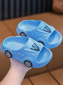 Fashionable Anti-Slip Indoor Cute Cartoon Car Design Baby Slippers - Baby Blue - View 2
