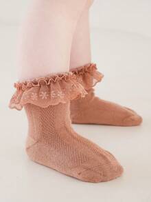 1 Pair Girls' Mesh Lace Trim Ankle Socks, Lightweight Princess Style, Spring/Summer - Multicolor - View 8