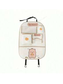 1 pieza Bolsa de almacenamiento colgante para basura de carro con diseño lindo de Capibara de dibujos animados, organizador de carro anti-patadas - A - Ver 13
