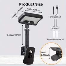 2/1 Pack Of Solar Outdoor Lights, Clip On Solar Lights, Suitable For Fences, 600 Lumens Motion Sensor Outdoor Lights, 92 LED Solar Lights, Outdoor Waterproof, Suitable For Gardens, Drainage Ditches, Terraces, And Camping. - 黑色夾子燈 - 查看 7