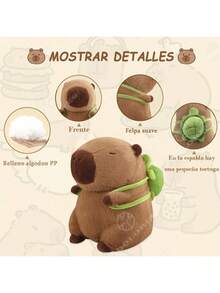 2 Peluche Capibara Decoracion Accesorios 13cm Juguete Regalo Marrón - Marrón - Ver 6
