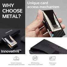 RFID Blocking Minimalist Slim Card Holder, Men's Business Holder Pocket Cash Credit Slim Wallet, American Flag Artcraft Card Holder With Money Clip, Men's Wallet - Carbon Fiber - 查看 5