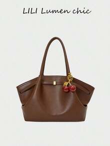 New Vintage Solid Color High-Quality PU Leather Magnetic Closure Women's Fashion Shoulder Bag, Crossbody Bag, Handbag, Elegant, Large Capacity, Durable, Lightweight, Multifunctional, Suitable Work, Travel, Business, Cosmetics Storage And Other Occasions. - Coffee 9 - View 4