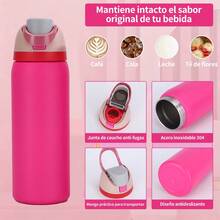 Botella de agua de acero inoxidable 304 creativa, de gran capacidad, adecuada para deportes al aire libre, portátil, con aislamiento al vacío, material de acero inoxidable, ideal para viajes, gran capacidad, adecuada para usar en restaurantes deportivos. - Negro - Ver 8