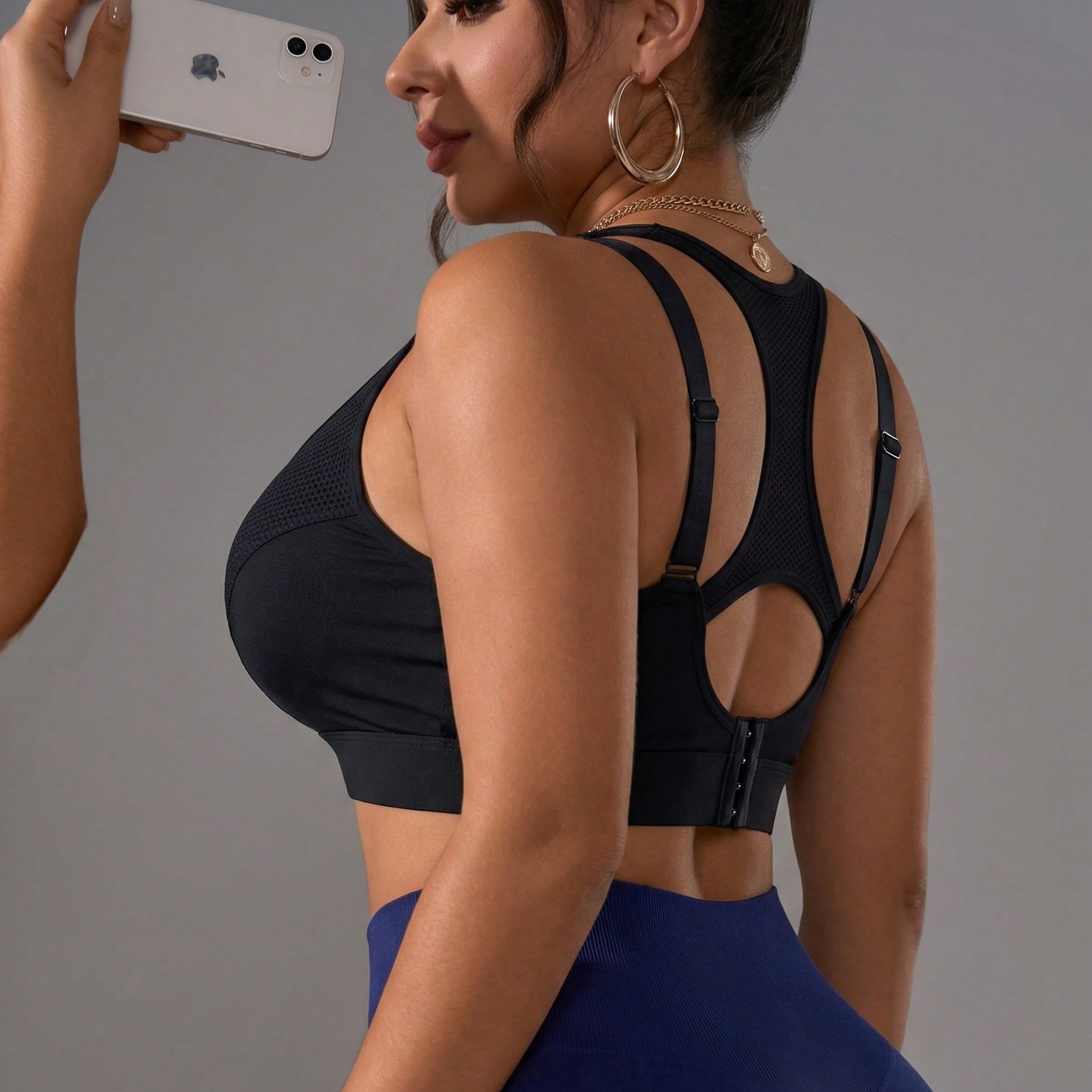 Pieza Sujetador deportivo inalámbrico para mujer talla grande 1XL-5XL, estilo camiseta sin costuras con tirantes ajustables, acolchado para actividad