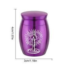 Pequena urna memorial de 4 cm (1,57 polegadas), adequada para cinzas humanas e de animais de estimação, mini urna de cremação em liga de alumínio com design em formato de vela. - Roxa - Ver 2