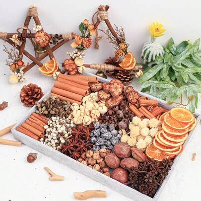 1 pieza 90g/120g/150g/180g/210g Tallos decorativos de flores y plantas secas, reemplazo de mecha de vela y lámpara, suministros de artesanía de flores secas fragantes amarillas y verdes, materiales DIY, adecuados para decoración de vacaciones, sala de estar, dormitorio, oficina, cafetería