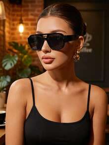 1pc Plastic Geometric Personalized Hot Girl Style Elegant Living Women Fashion Glasses For Summer Street-Photography Tropical Beach Vacay Outdoor Casual Activities Accessories - Multicolor - View 2