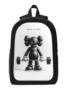 Kawss Kawaii Kaw  Anime Cartoon Men&AposLarge Capacity Backpack With Adjustable Shoulder Straps For Convenient Design, Waterproof And Scratch Resistant, Travel, And Commuting Backpacks - màu đen - Xem 2