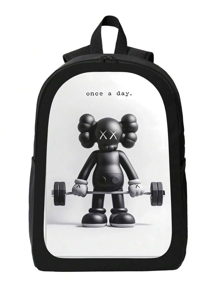 Kawss Kawaii Kaw  Anime Cartoon Men&AposLarge Capacity Backpack With Adjustable Shoulder Straps For Convenient Design, Waterproof And Scratch Resistant, Travel, And Commuting Backpacks - 黑色 - 查看 2