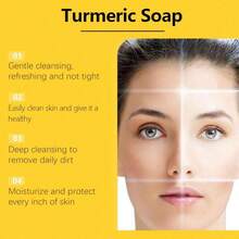 3 Pcs Kojic Acid Dark Spot Remover Soap Bars With Vitamin C, Retinol, Collagen, Turmeric - Original Japanese Complex Infused With Hyaluronic Acid, Vitamin E, Shea Butter, Castile Olive Oil - yellow - 查看 4
